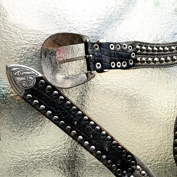NANNI MADE IN ITALY WOMEN\'S LEATHER AND METAL DESIGNER BELT SIZE 35 NANNI MADE IN ITALY WOMEN main image 4
